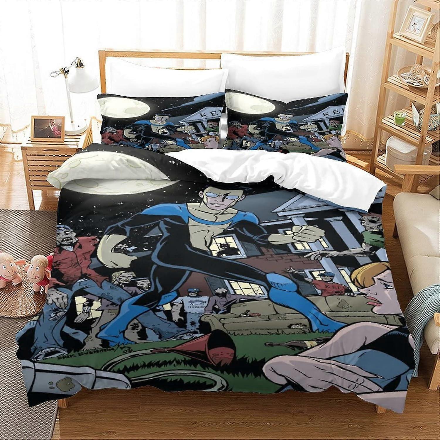 Zestaw poszewek na kołdrę Invincible D Mark Grayson Printed Pattern Superhero Pościel Zestaw poszewek na kołdrę dla dzieci, z mikrofibry Kingx 135 * 200 CM