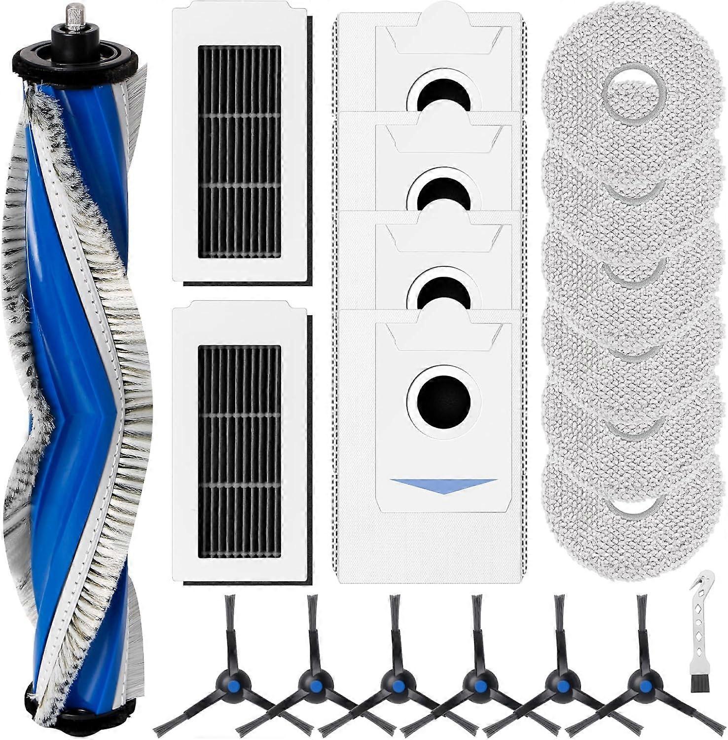 leuke Accessoires Kit voor ECOVACS DEEBOT X5 Omni Robotstofzuiger met 1 Rolborstel, 2 HEPA-filters, 6 Dweilen, 4 Stofzakken, 6 Zijborstels, 1 Clean