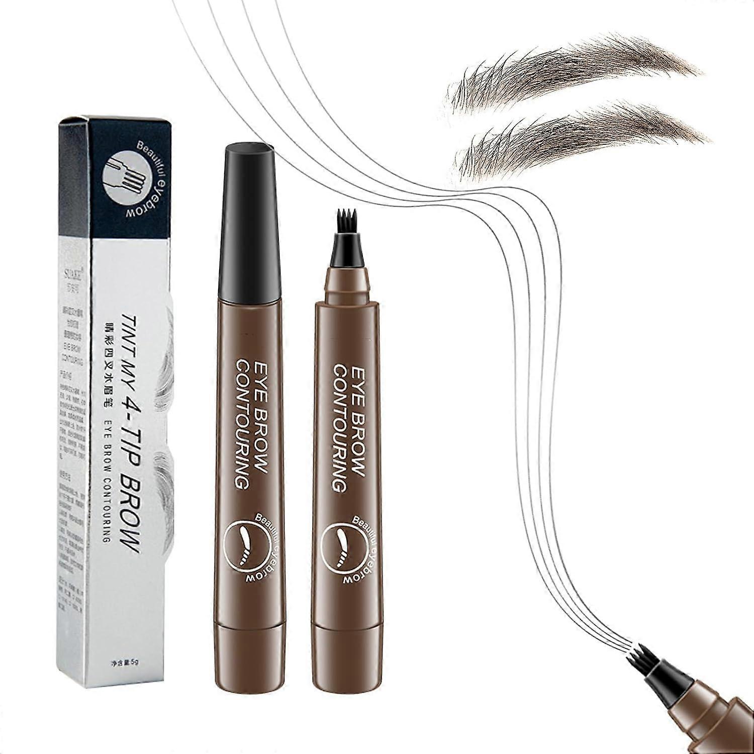 Eyebrow Contouring Pen, Waterproof Microblading Eyebrow Pencil with 4-Prong Micro-Fork-Tip Applicator, Liquid Eyebrow Pencils for women Creates Natura
