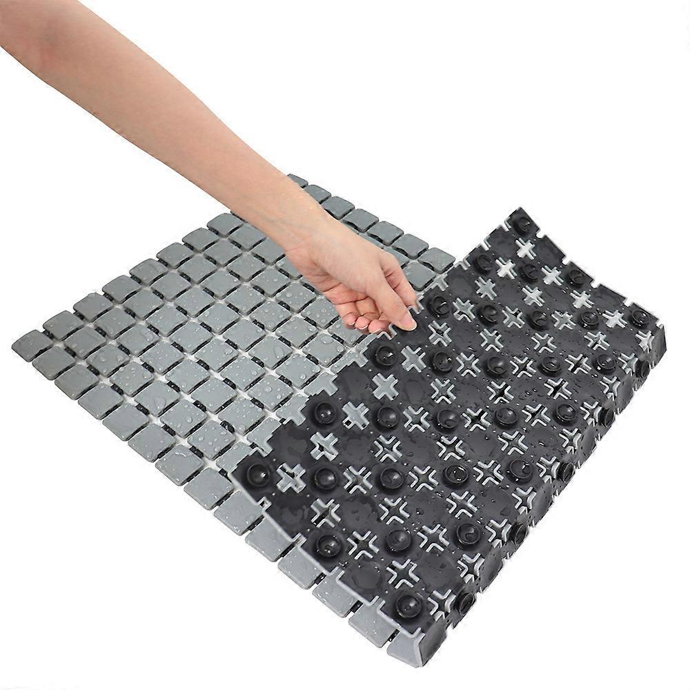Non-Slip Rectangular Shower Mat 68 x 38.5cm Square with Suction Cups Mildew Proof Can be Cut for DIY Bathtub and Bathroom Gray,2024 Ping