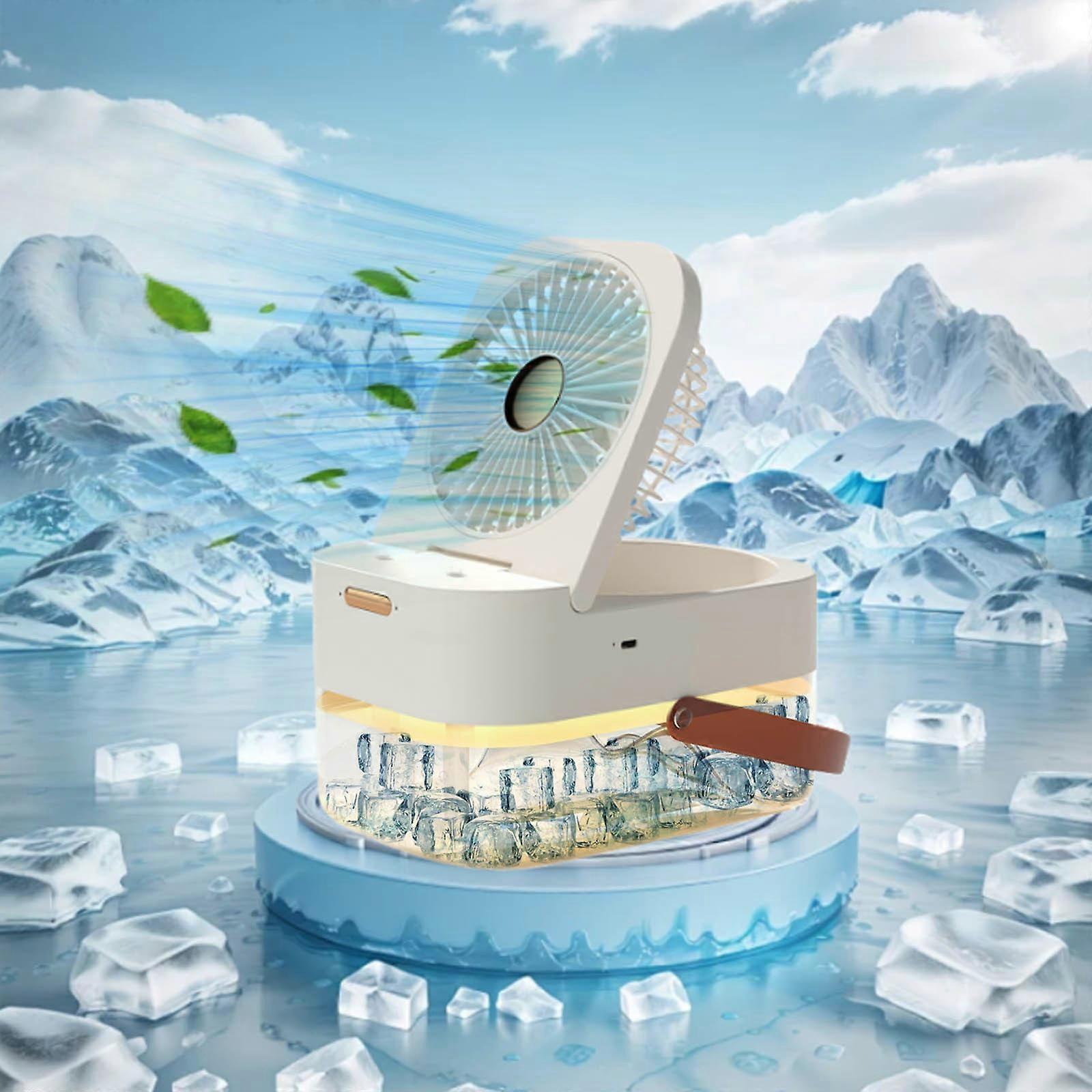 مكيف محمول قابل للرش رذاذ الترطيب مروحة برودة 3 سرعات مع ضوء الليل مروحة منضدية محمولة هادئة لغرفة نوم المنزل FLYE4666