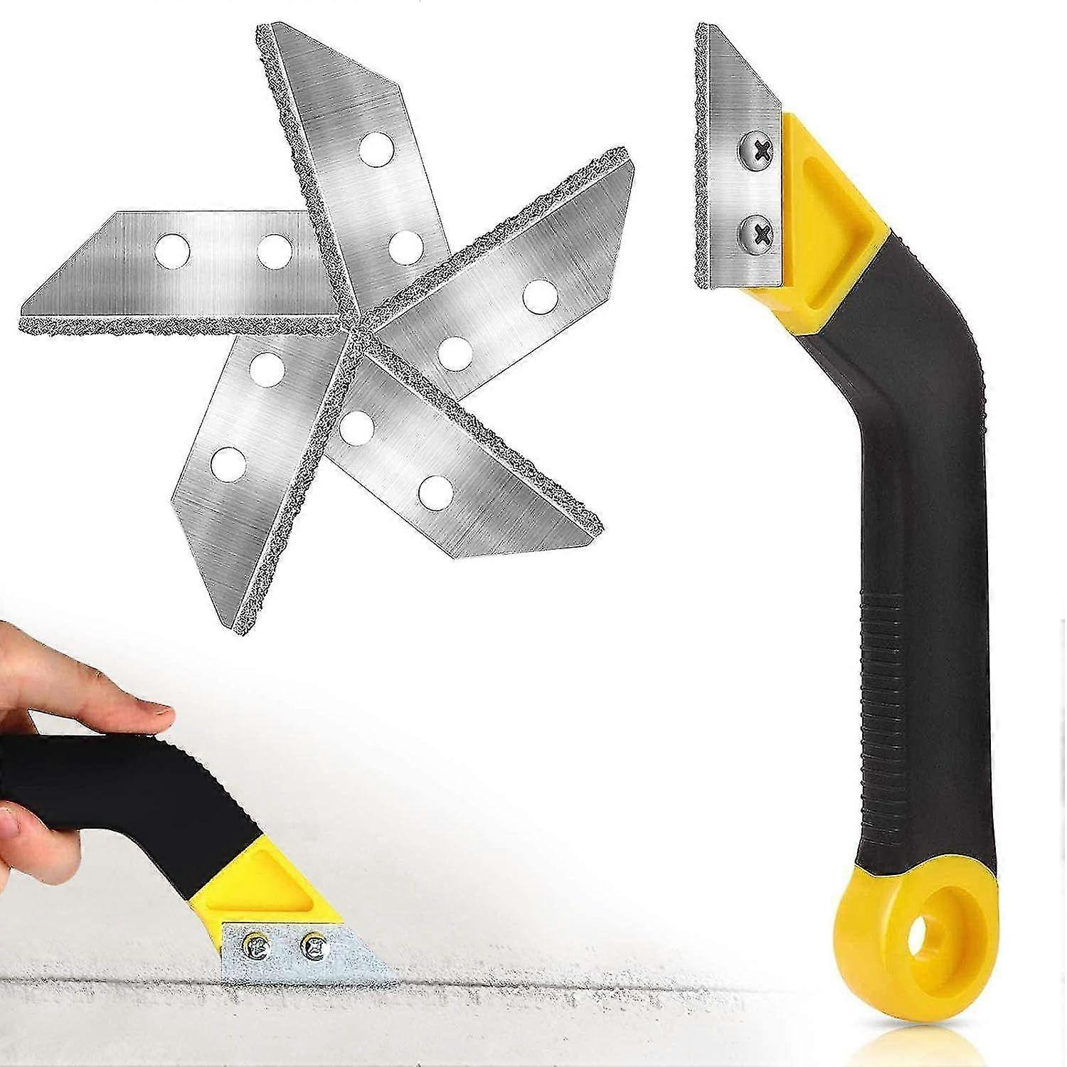9pcs Grout Scraping Rake Tool, Tile Hand Saw Angled Clean