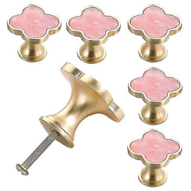 Four-leaf Knobs Creative Metal Handle Cabinet Drawer Pulls (pink)