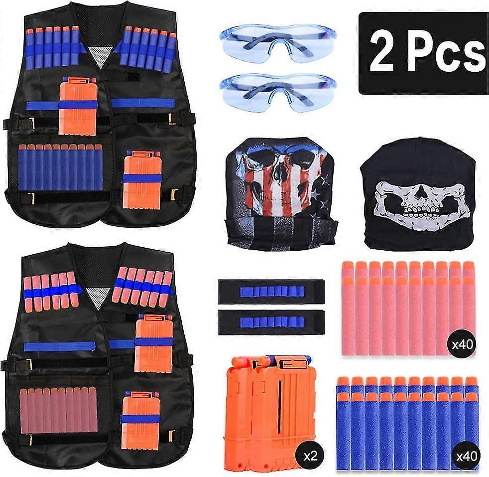 2 Set Kids Tactical Vest Kit Toy Guns N-strike Elite Series Adjustable
