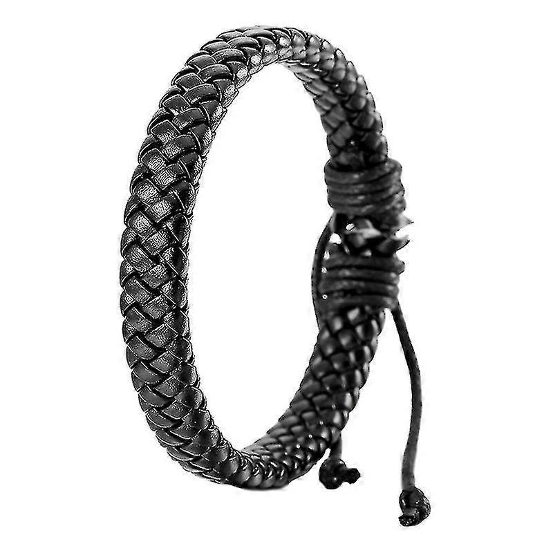 Leather Bracelet Cuff Rope Black Surfer Wrap Adjustable Men,women