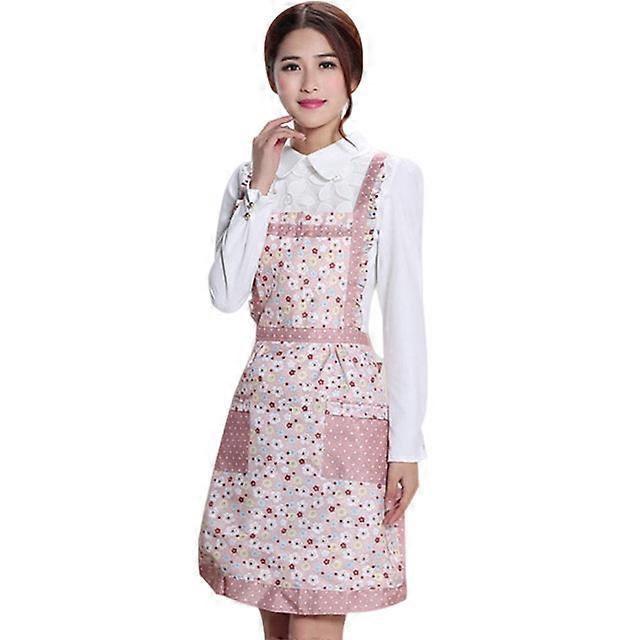 2PCS Kvinnor Förkläde med Fickor Vattentät Pläd Tryck