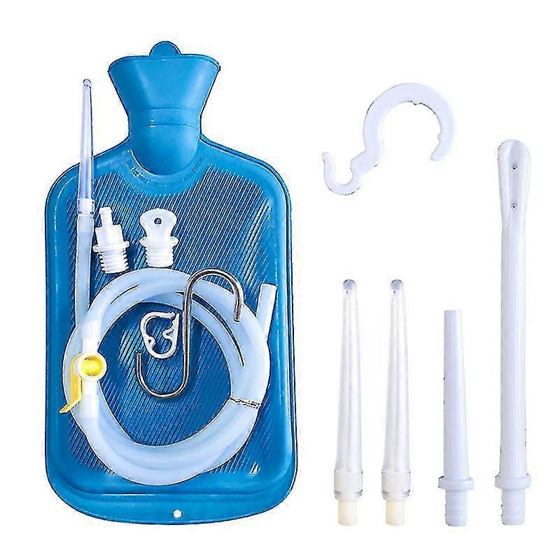 2 L Enema Bag Home Enema Kit with 3 Enema Tips,60 inch Long Silicone Hose, Controlable Water Flow