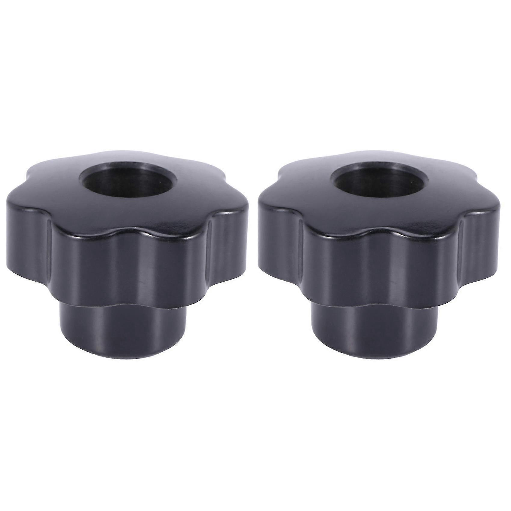 2x M10 10mm Dia Thread Black Plastic Star Head Clamping Knob Grip