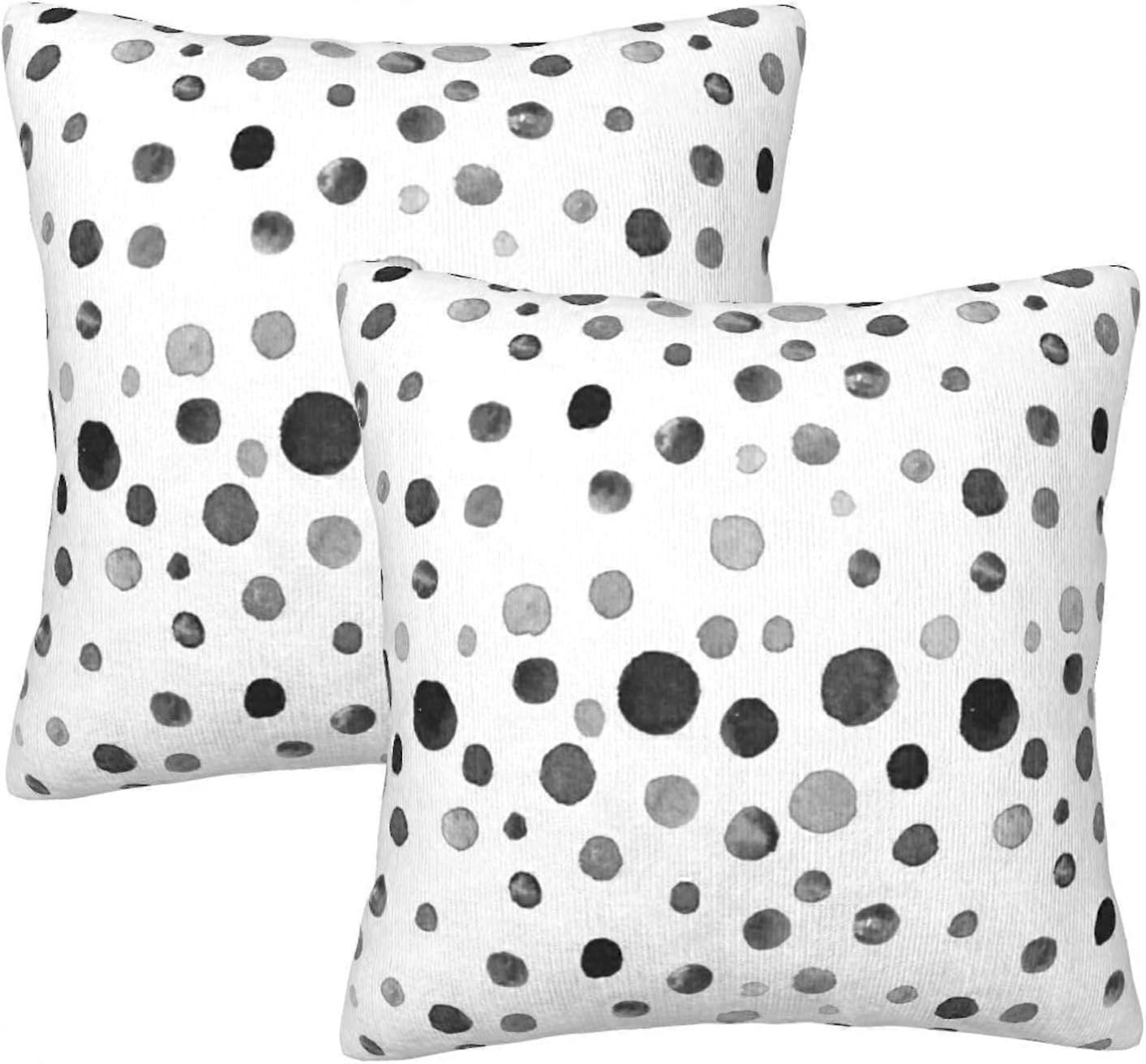 Capas de Almofada de Bolinhas 18x18 Conjunto de 2 Almofadas de Lançamento de Bolinhas Pretas Bagunçadas Boho Capa de Almofada Quadrada para H