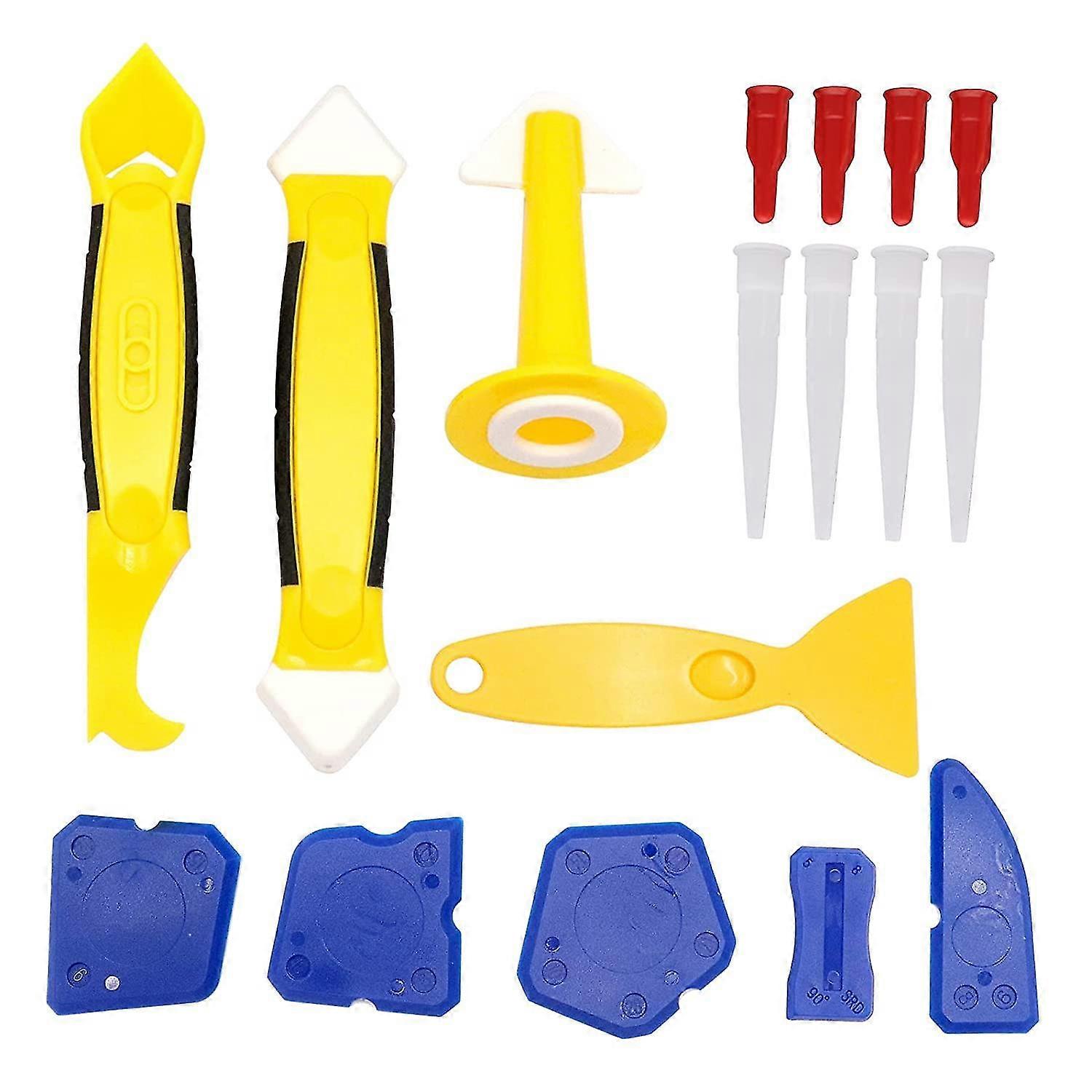 17 Piece Caulking Tool Kit, Silicone Sealant Finishing Tool, Replace Removal Tool With Caulking Nozzle For Kitchen Bathroom Window Sink