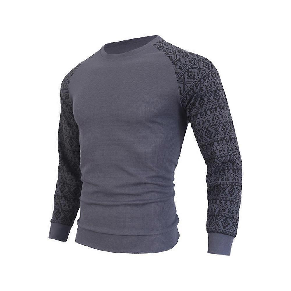 Men Crew Neck Colorblock Raglan Long Sleeve Jumper Knitwear Casual Pullover Top