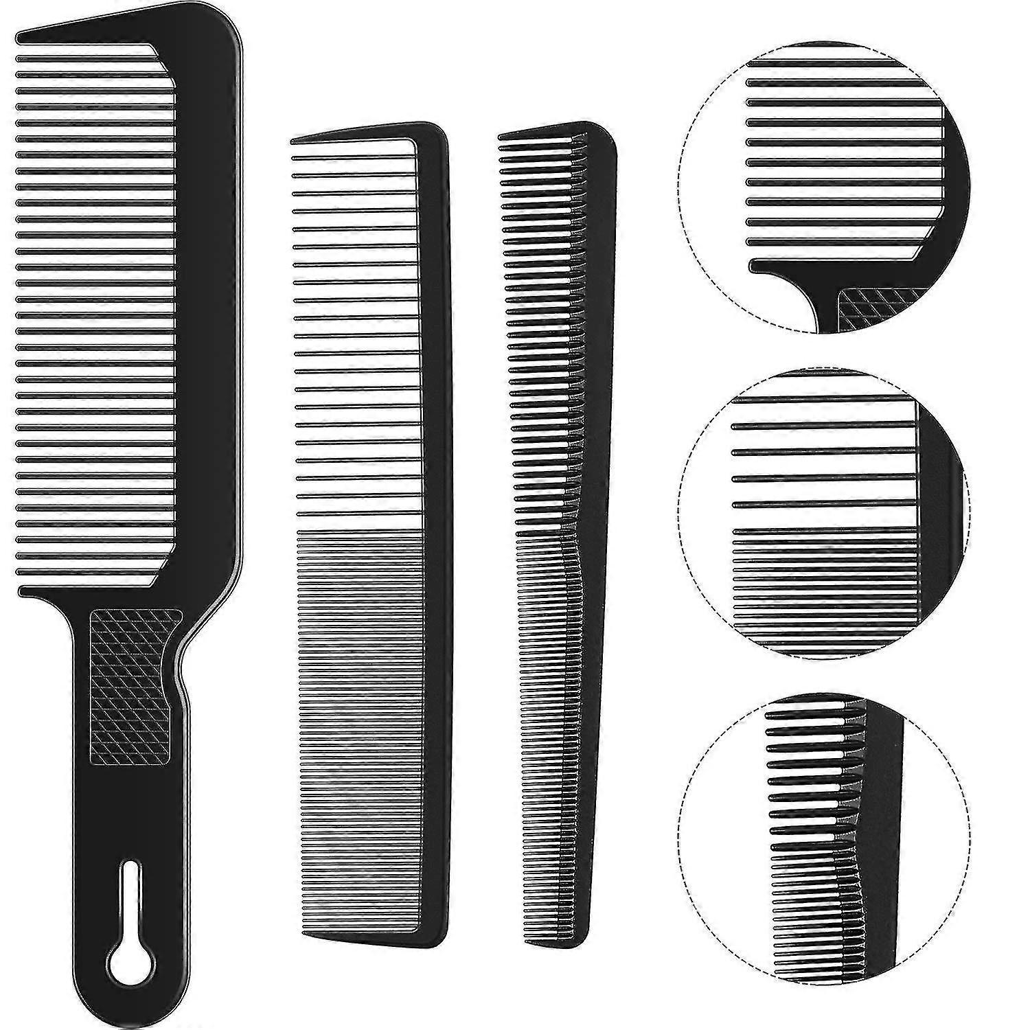 3 Pcs Men Barber Comb Set Taper Hair Cutting Flat Top Clipper Flattop Barberology Comb Heat-resistant Fiber Comb
