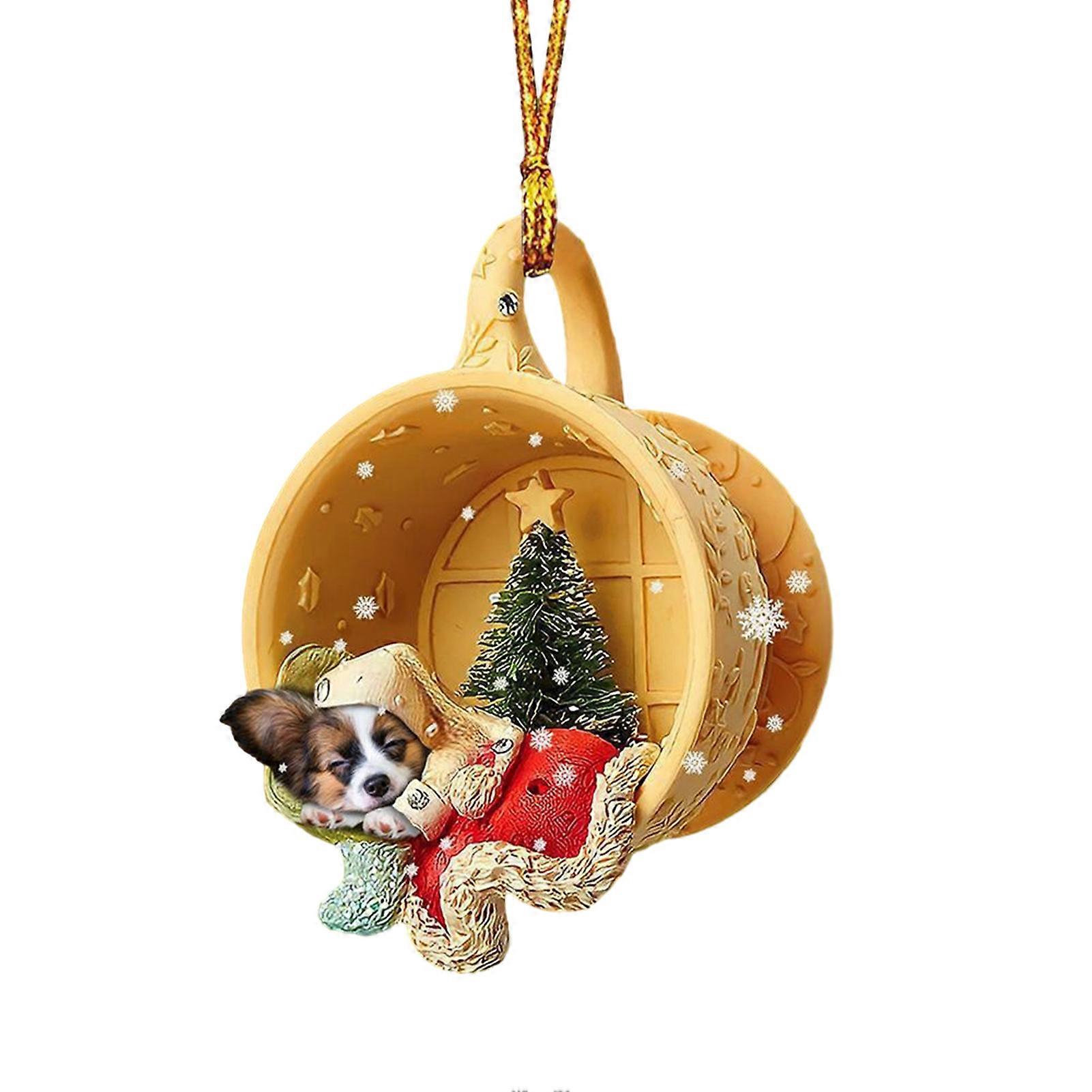 Christmas Dog Pendant with Lanyard Creative Shape Bright Color Xmas Theme Hanging Ornament Party Prop