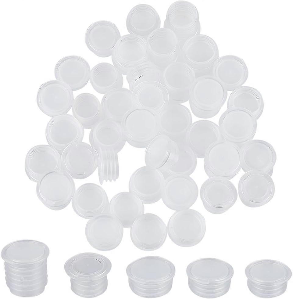 50PCS 5 Sizes Salt and Pepper Shaker Stoppers with Pull Tab Clear Plastic Stopper Replacement Bottle Plug 16mm to 18.5mm Inner Diameter Reusable Round