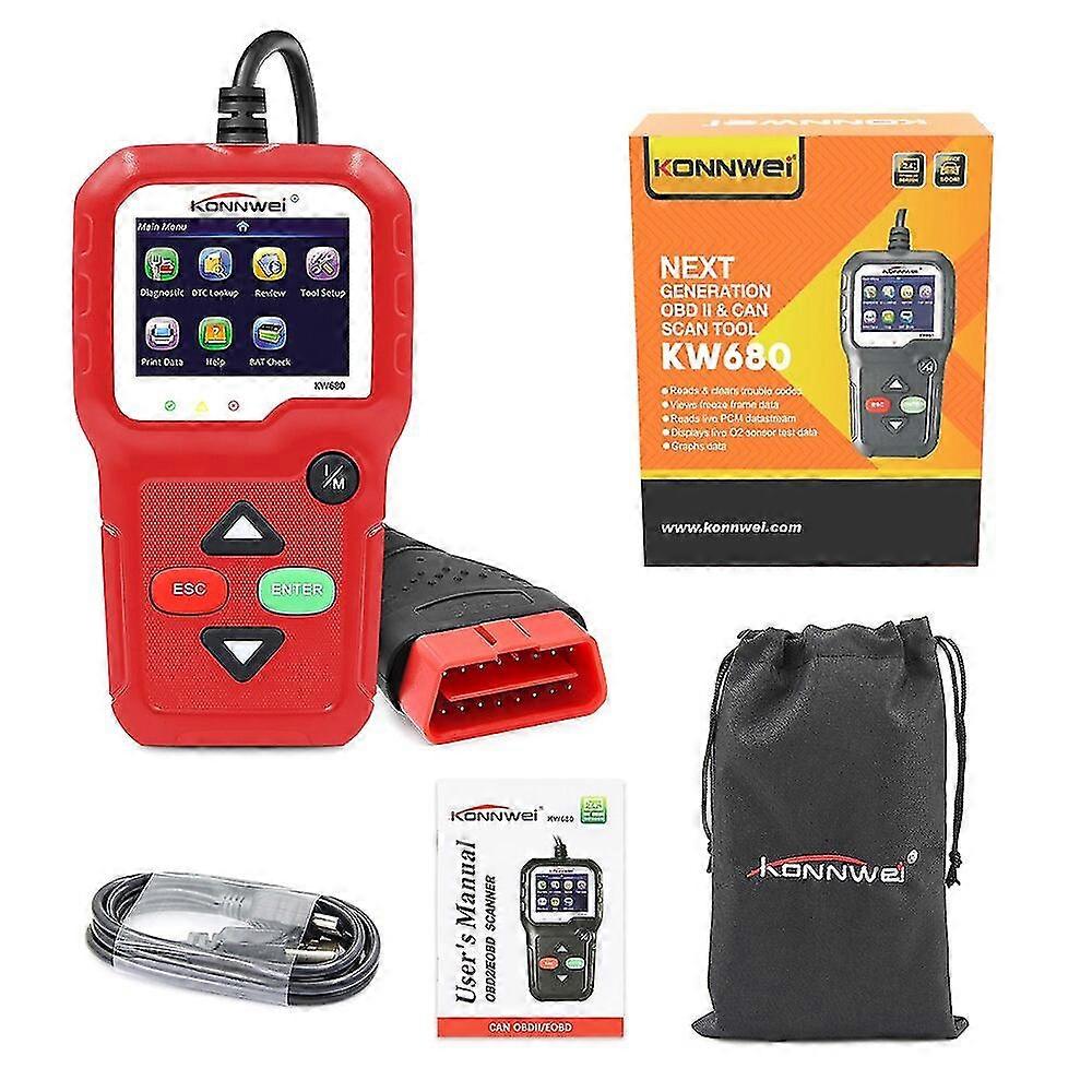 Konnwei kw680 obd2 car diagnostic scan tool automotive code reader with russian obd 2 scanner auto tools pk elm 327 v 1 5 cr3001