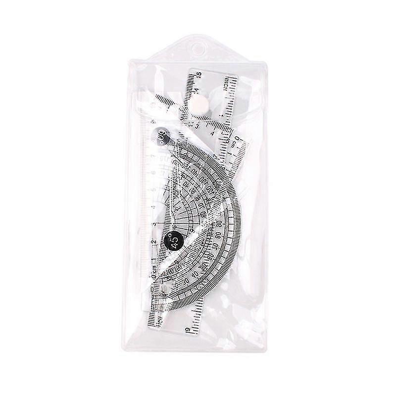 4 Pieces Clear Plastic Math Geometry Tool Ruler Set Includes 6-inch Straight Ruler & 2pcs Triangle