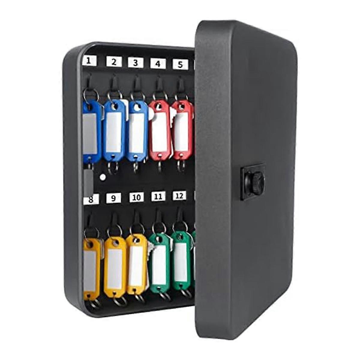 Key Cabinet with Combination Lock Wall-Mounted Key Storage Box with Resettable Combination Black Di