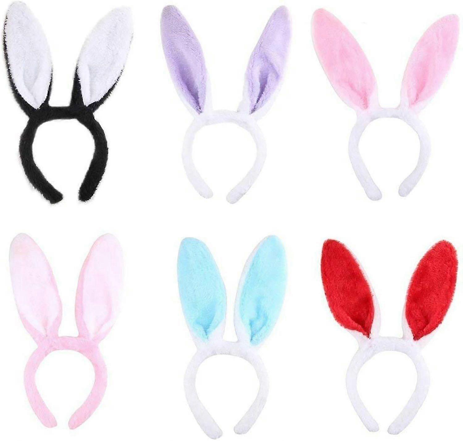 6 Pcs Plush Rabbit Ears Hair Bands Headband Rabbit Ears, Bunny Plush Headbands (rabbit)
