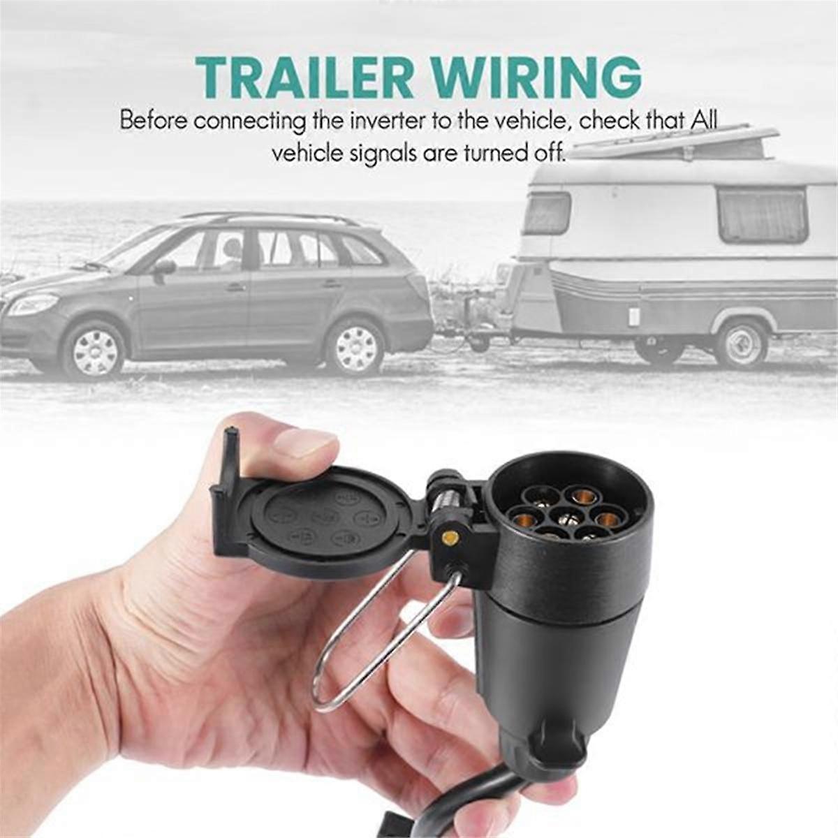 Trailer Light Converter US to Europe 4 Way Flat Socket (American Vehicle) to 7 Way Round Socket (Eu