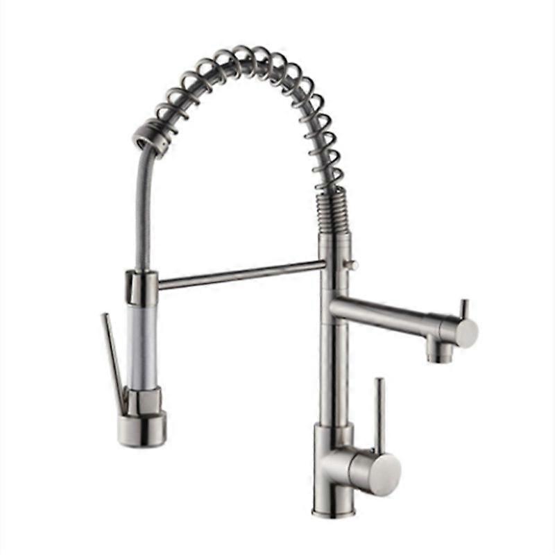 MIMIGO Pull Down Kitchen Faucet, Stainless Steel Kitchen Sink Faucet with Sprayer, 2-spout, Single-Handle Control, High Arc Spring Design, Easy Instal
