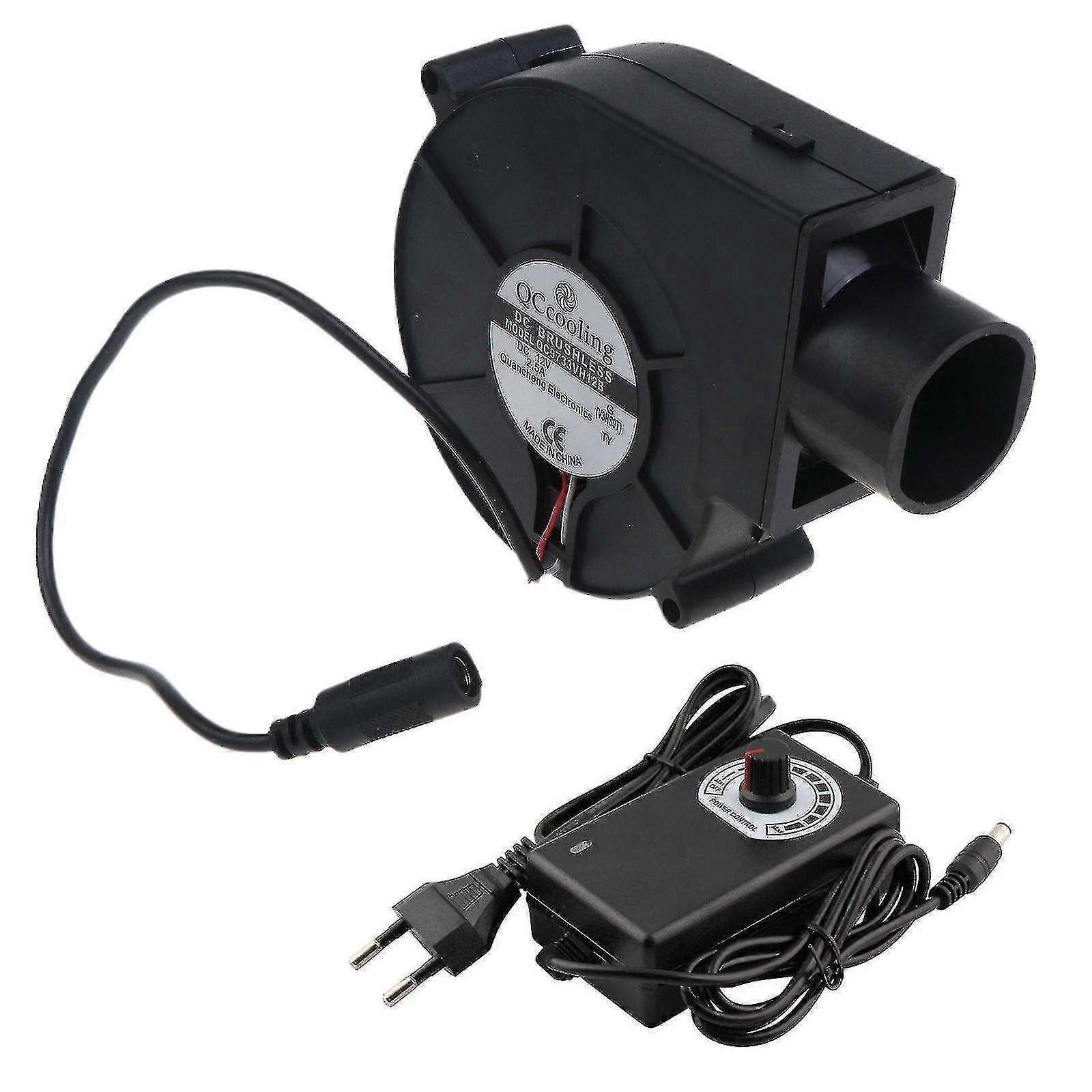 Dc12v 2.5a Bbq Fan Air Blower With Speed Regulation Power Adapter Eu Plug