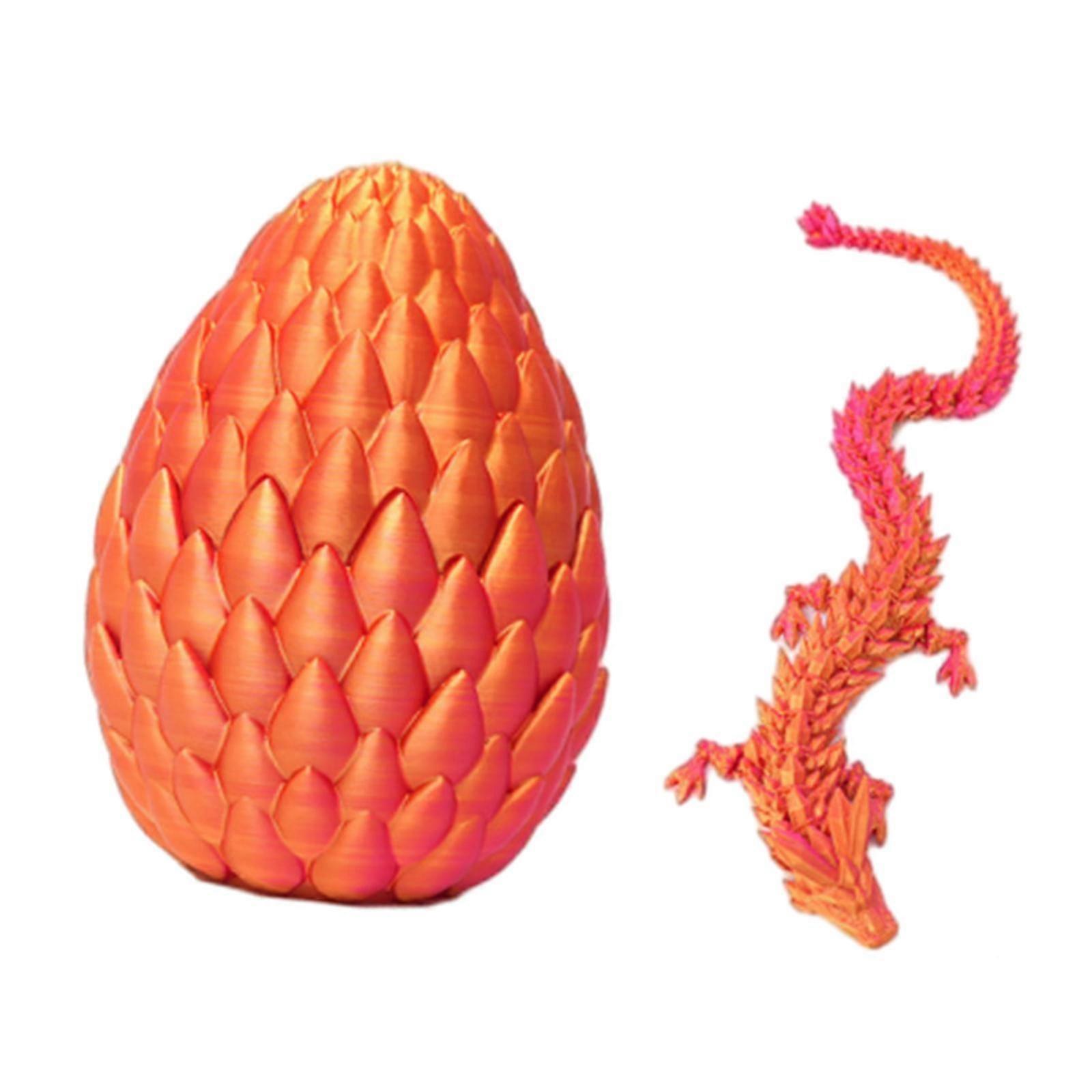 3D Printed Dragon Realistic Articulated Dragon for Office Home Car Dashboard Orange