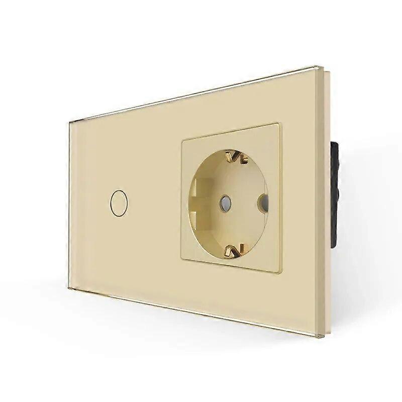 Bingoelec Interruptor Táctil Dorado Y Enchufes Eléctricos Con Panel De Cristal Panel De Cristal Monitores De Bebé De Mejoras Para El Hogar