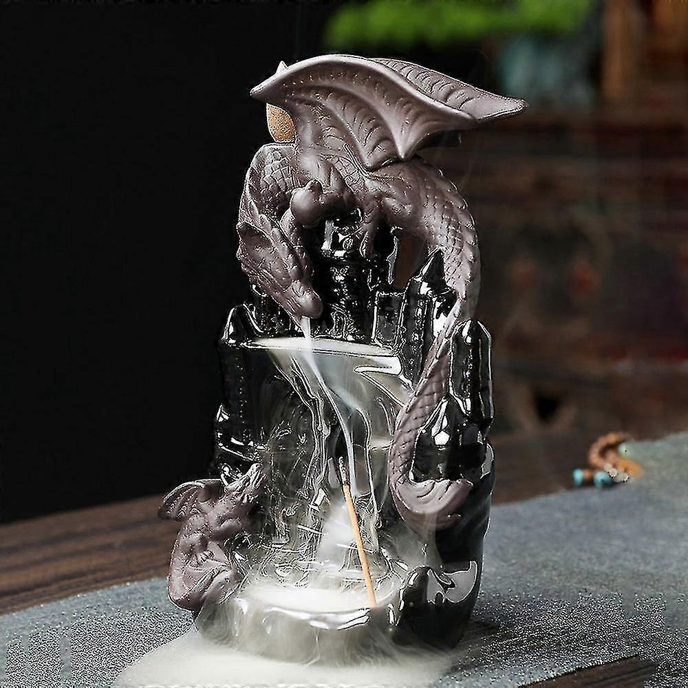 Incense Burner Ceramic Dragon Incense Cone Waterfall Smoking
