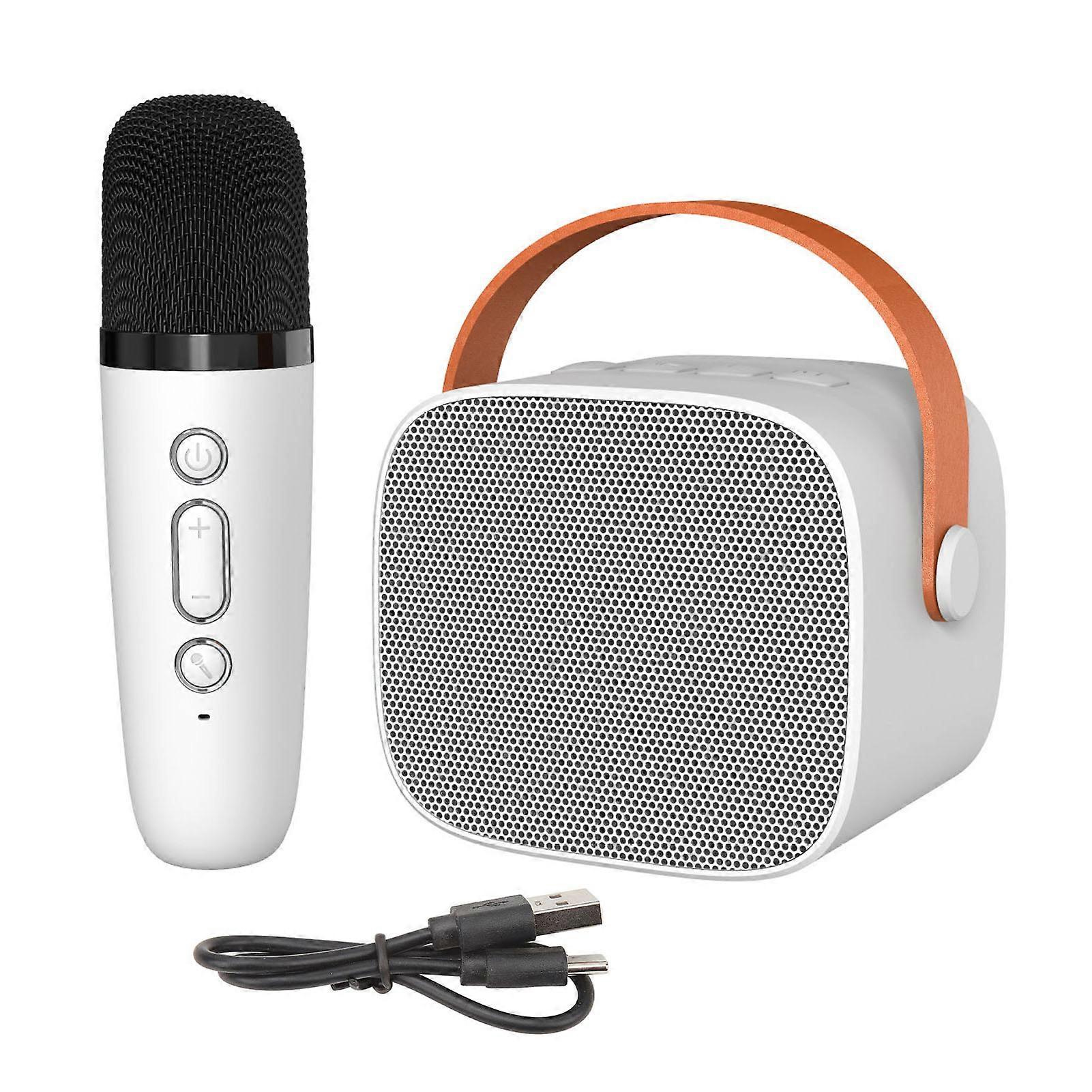 Mini Bluetooth Speaker Portable Wireless Speaker Karaoke Machine With Microphone For Home Party Birthday White