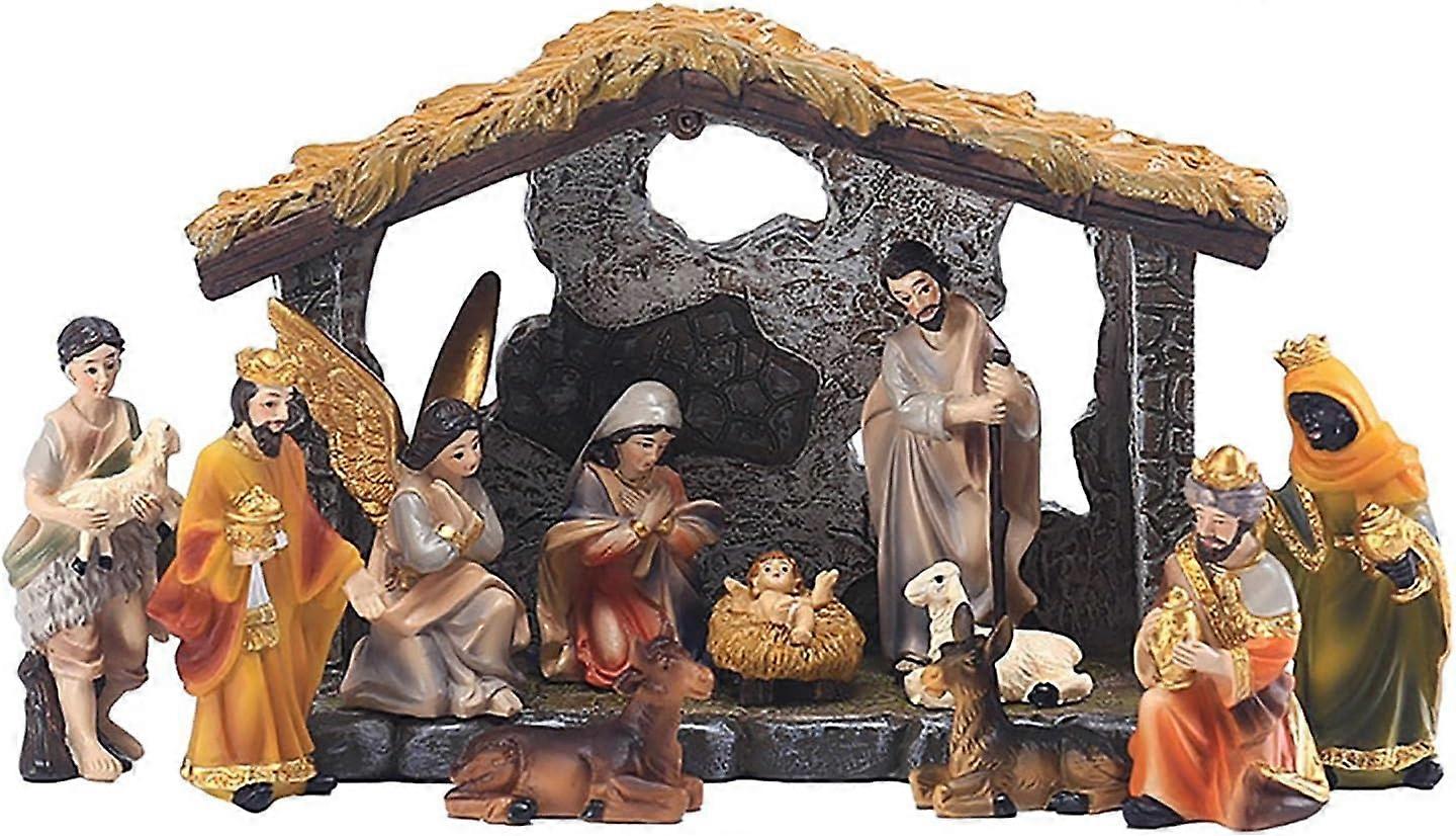Nativity Statue Set, Nativity Sets For Christmas, Resin Christmas Figurines Nativity Scene Set, för trädgård inomhus dekoration, Resin Nativity Set & Figur
