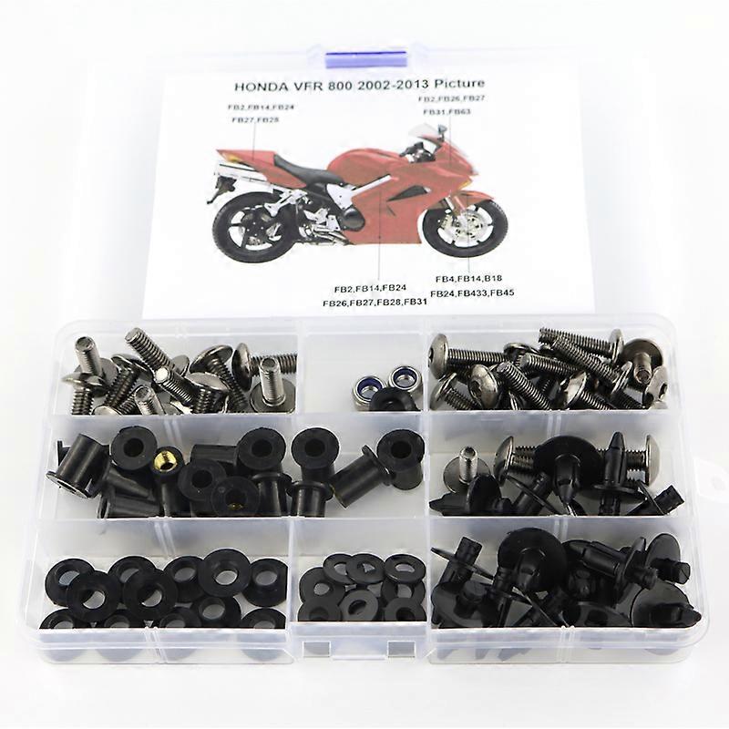 Κατάλληλος για τη Honda VFR800 VFR 800 2002-2013 κάλυμμα μοτοσικλετών πλήρες πλήρες φέρινγκ μπουλονιών κιτ κλιπ παξιμάδι βιδών χάλυβα