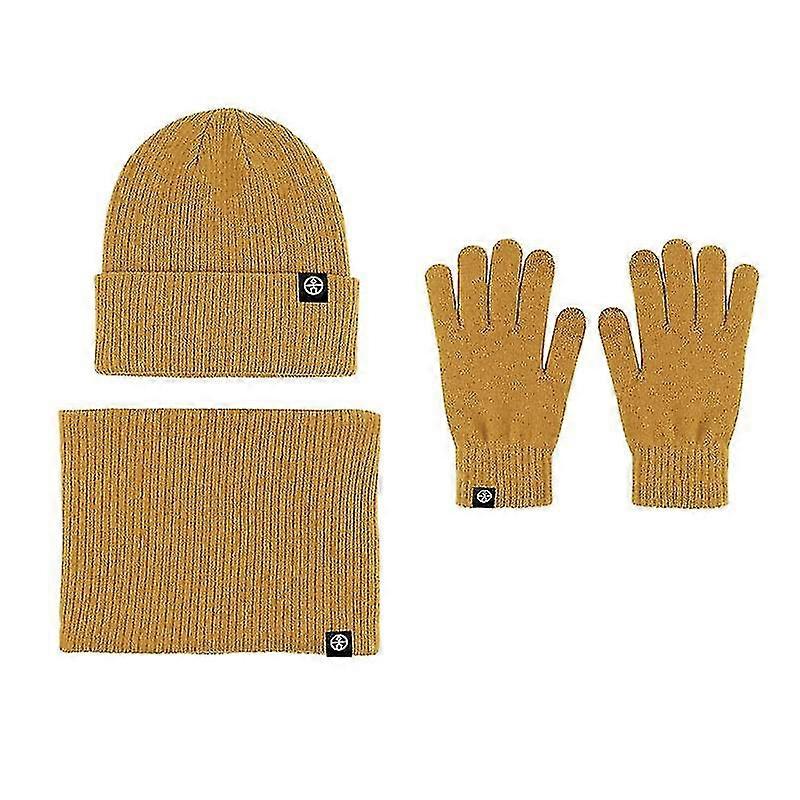 Alpaca winter warm woolen hat scarf gloves three-piece set windproof knitted hat