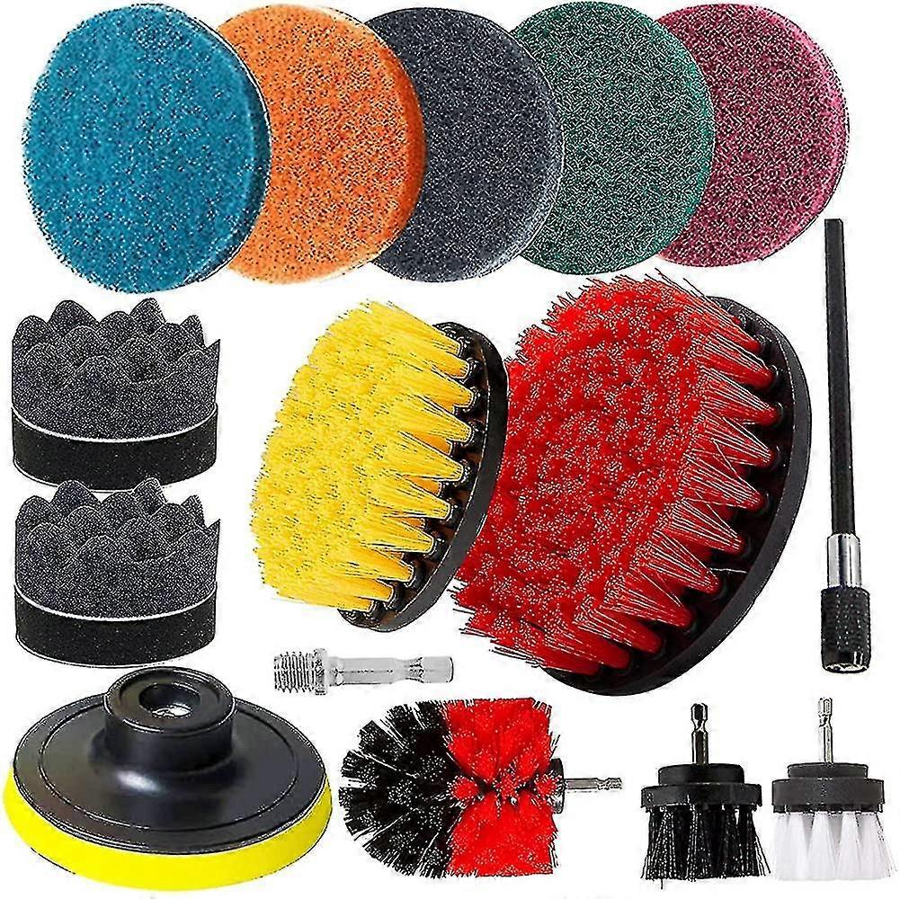17 Pieces Drill Brushes Kit, Cleaning Power Scrubber Drill Brush Set