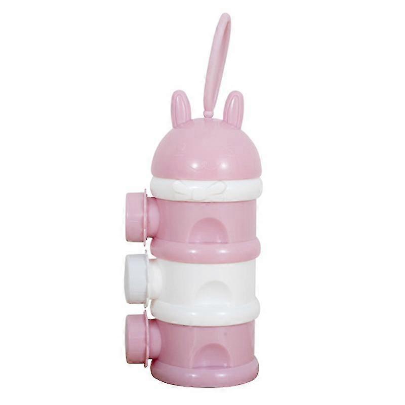 Portable Large Capacity Leakproof Milk Powder and Snack Dispenser with Independent Layers in Pink and White