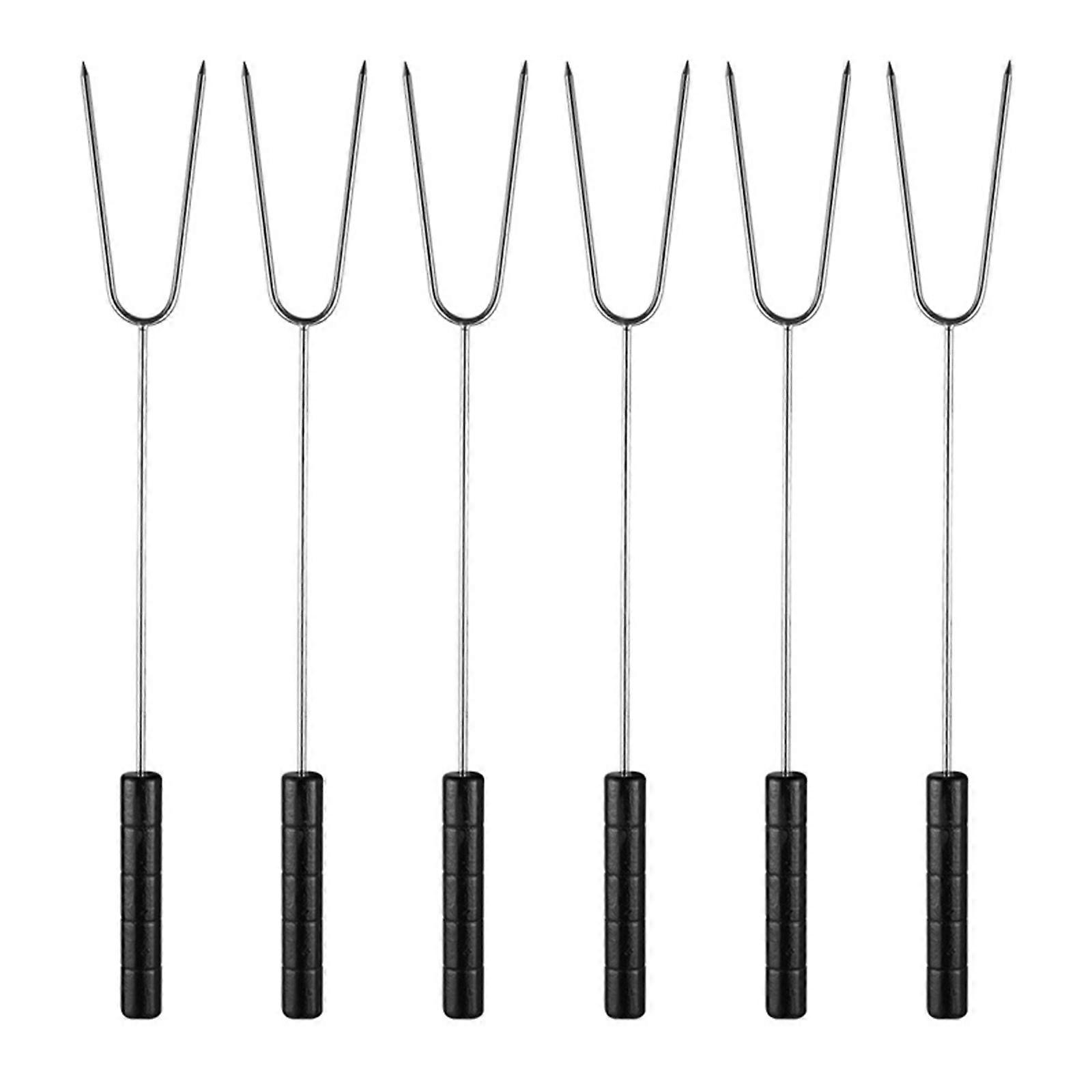 6 Pcs Fork with for Plastic Handle Barbecue Grilling Serving Cooking Roasting