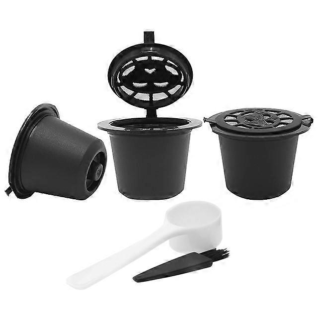 5pcs Reusable Coffee Capsule Filters for Nespresso Machine Coffee with Brush Spoon Set Food Grade Plastic