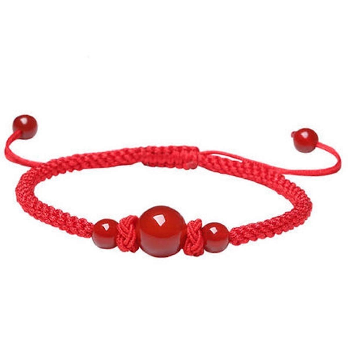 Red Agate Bracelet Handmade Woven Red Rope Bangle for Women's Zodiac Year of Birth