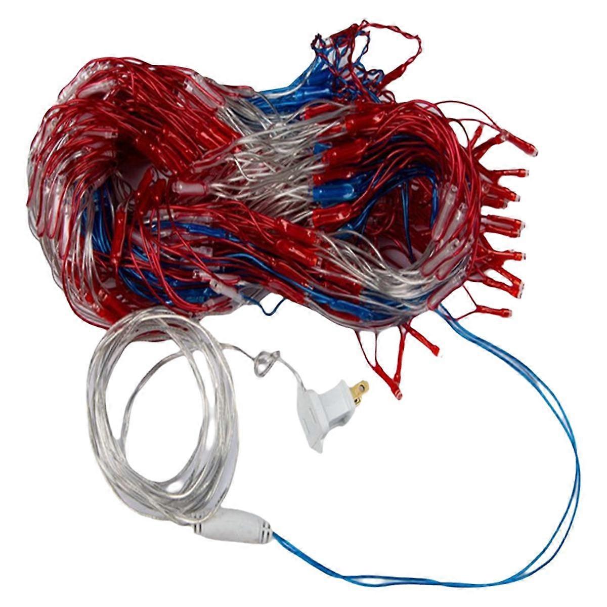 American Flag Light with 420 LED Light String, July 4th Decorations, Independence Day National Holidays Flag Net Light