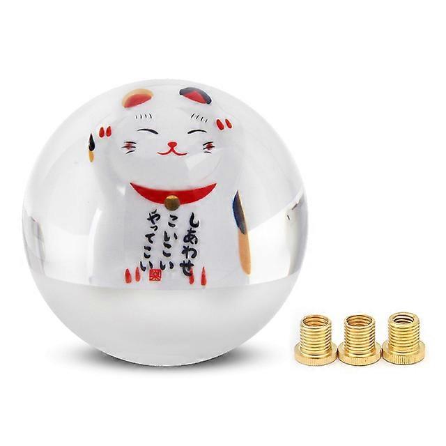 Lucky Cat Gear Shift Knob Car Gearbox Shift Knob Acrylic Ball Gear Lever Change With M8 M10 M12 Adapter