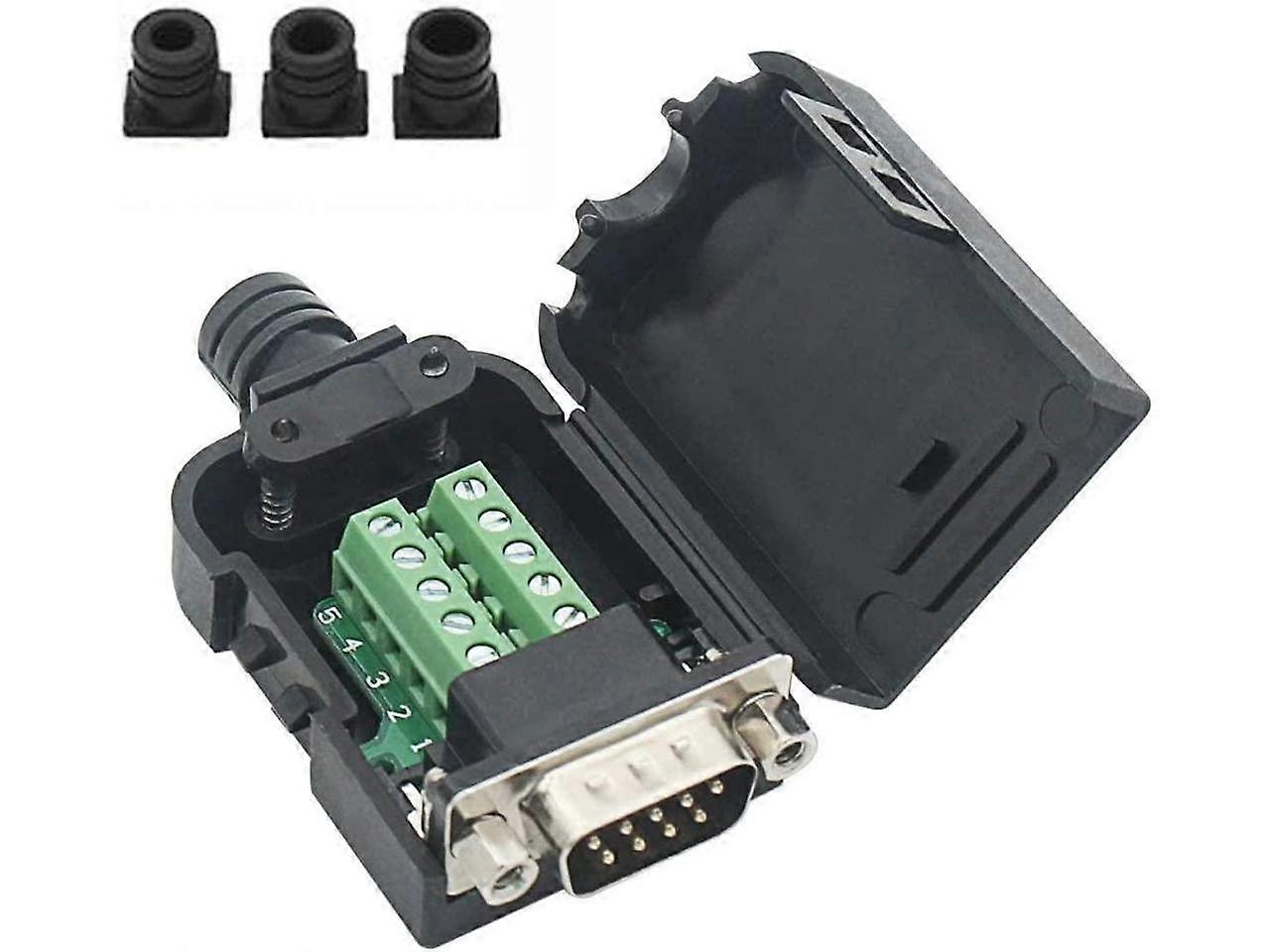 DB9 Breakout Connector to Wiring Terminal RS232 D-SUB Male Serial Adapters Port Breakout Board Solder-Free Module with case