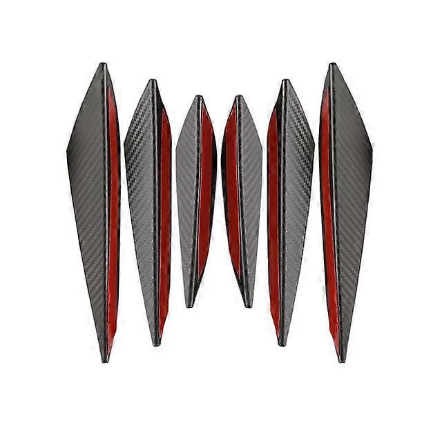 6pcs Car Universal Modification Wind Knife Carbon Fiber Pattern Bumper Crescent Wind Knife Front Bar Spoiler