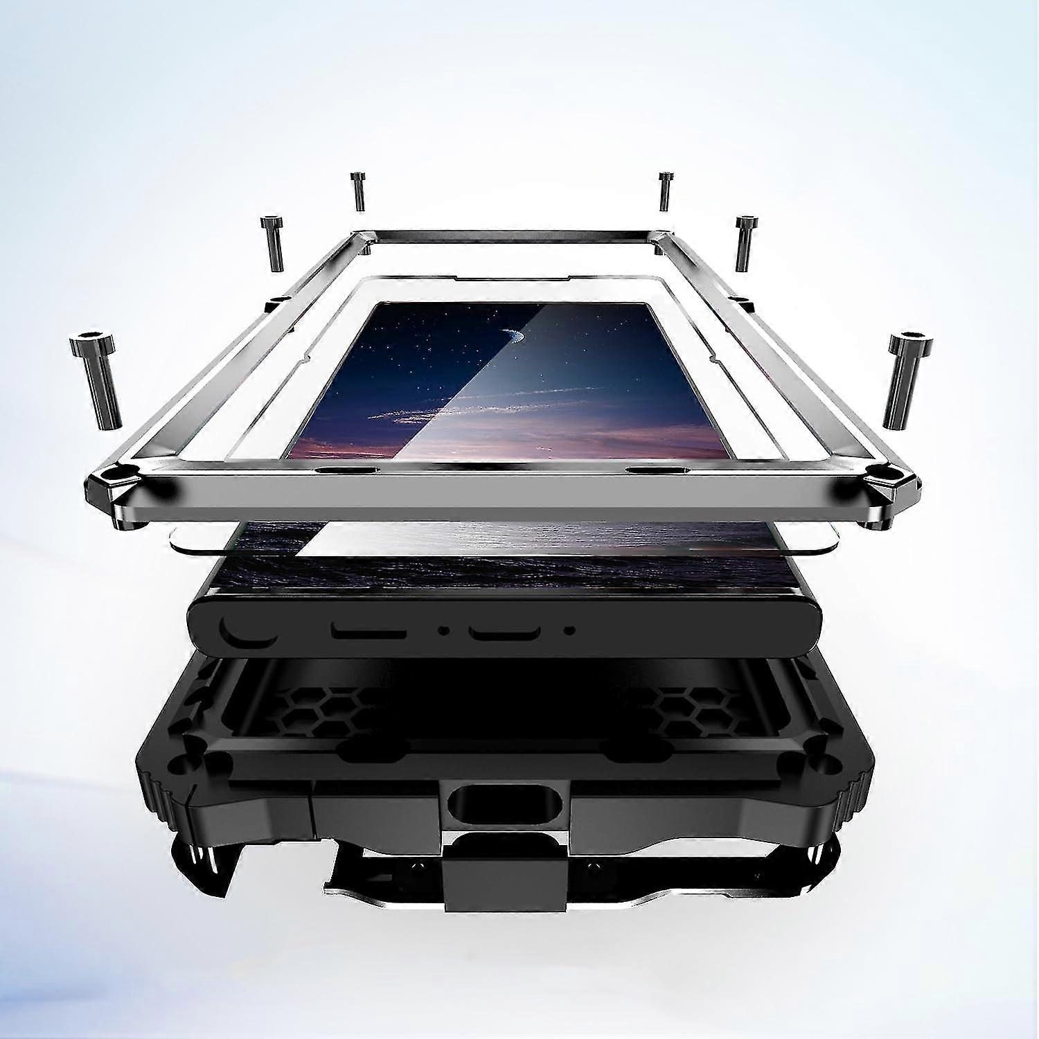 Custodia per telefono di grado militare in metallo resistente per Samsung Galaxy S24 Ultra Protezione dell'obiettivo dello schermo integrato Argento