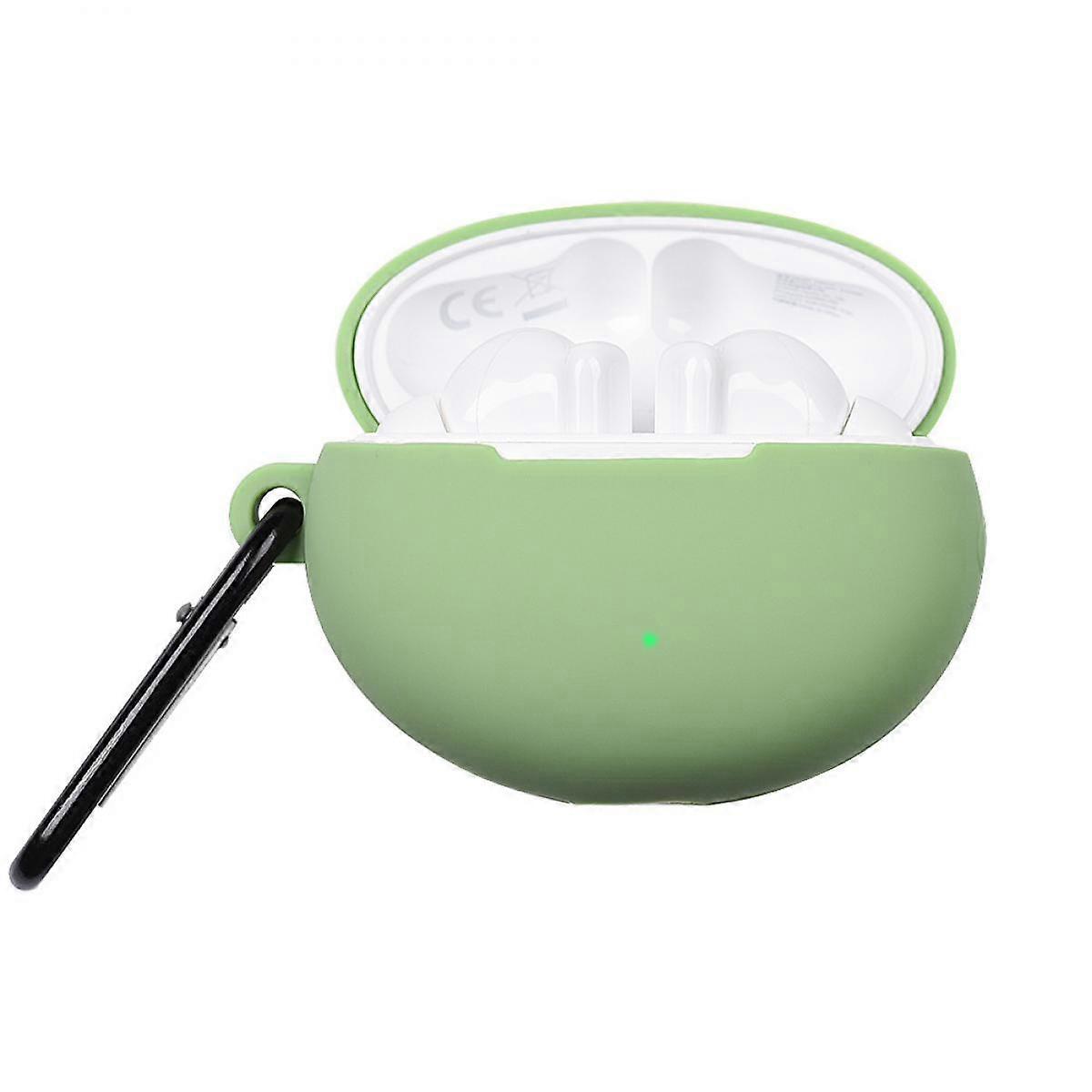 For  Earphone Shell Silicone Carrying Case Compatible with FreeBuds 4i, Portable Scratch Cover with Hook (Green)