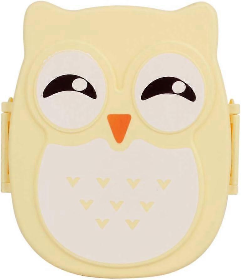 Portable Rectangular Lunch Box with Cute Owl Pattern Leakproof Food Container for Fruit Storage for
