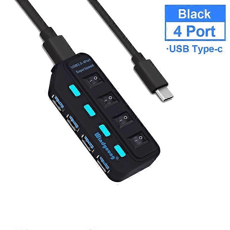 USB 3.0 HUB Type-C HUB Multi USB Splitter 4/7 Port Expander Multiple USBC 3 Hab Use Power Adapter USB 3.0 Hub with Switch For PC