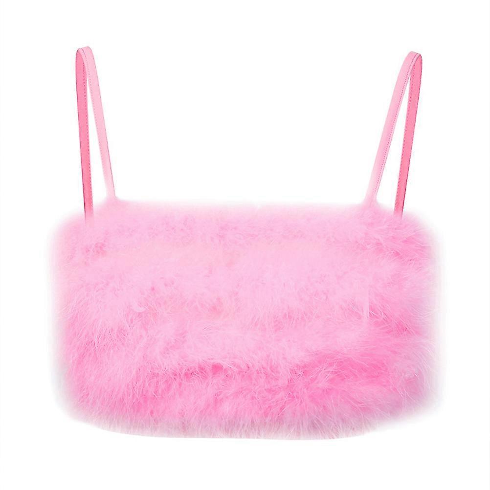 Backless Strapless Bra Fur Crop Top Camisole Top Fluffy Tank Top Sparkly Top Strap Bralette