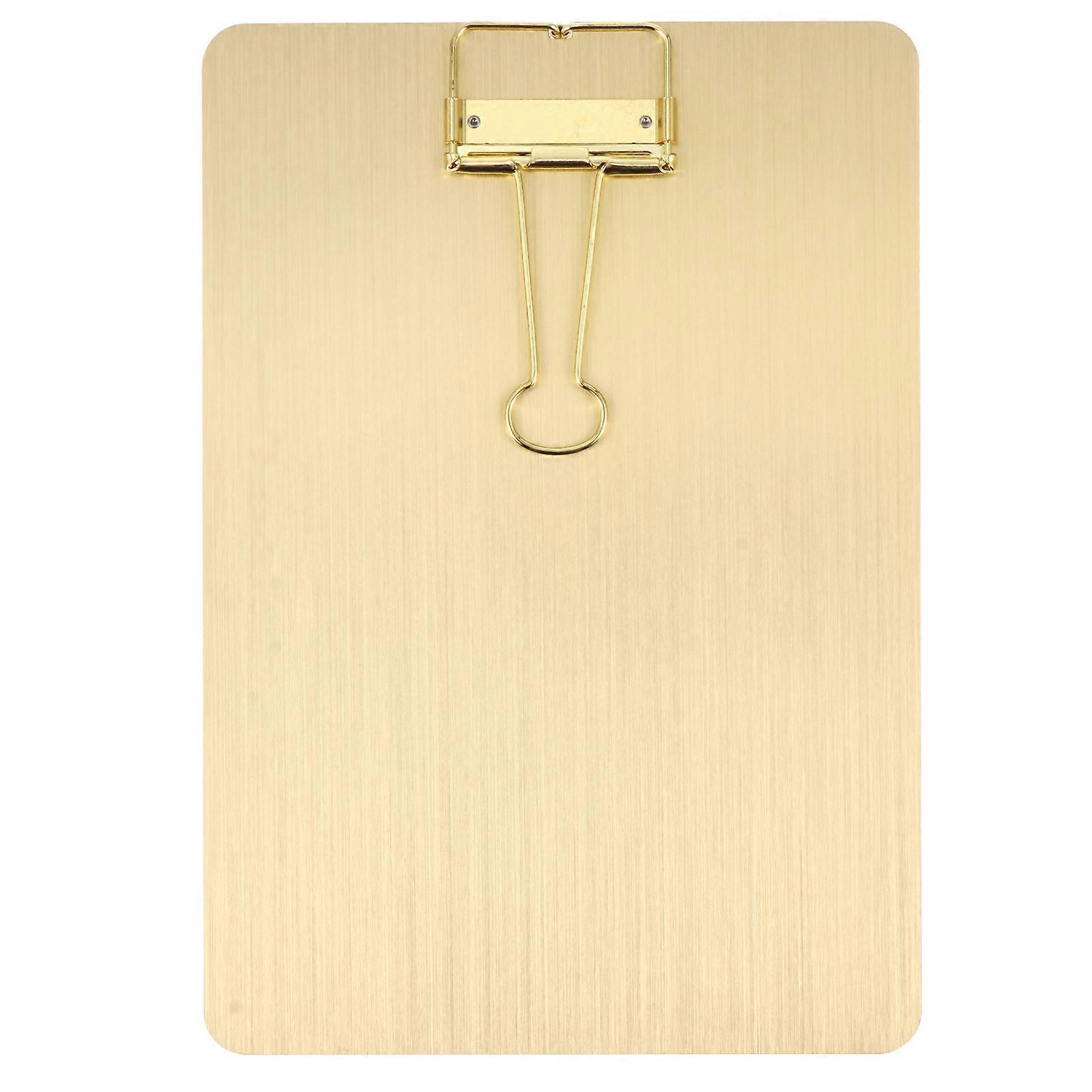 1pc A5 Paper Clipboard Stainless Steel Writing Pad Paper Holder Menu Stand