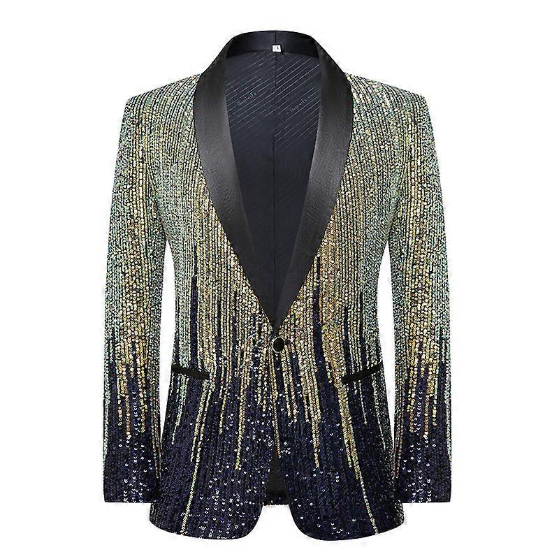 Mens Sequin Suits Jackets Blazer Slim Fit Tuxedo Party Prom