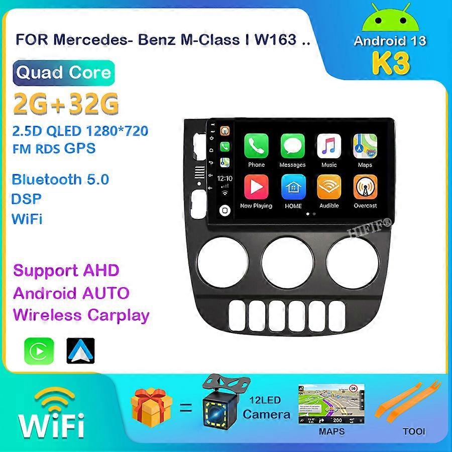 8+128G Car Android Radio Player Navigation GPS For Mercedes Benz M-Class W163 ML 2001 - 2005 IPS DSP RDS 4G WIFI 2din NO dvd