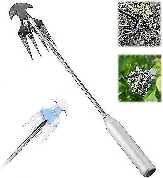 Outil de désherbage d’artefact de désherbage, outils de désherbage de jardin, désherbeur forgé en acier au manganèse 4 dents Purpose Weeder